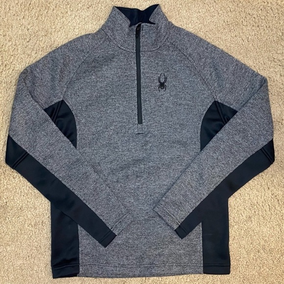 Spyder Men’s 1/4 Quarter Zip Outbound Charcoal Pullover Sweater Size M - Picture 1 of 4